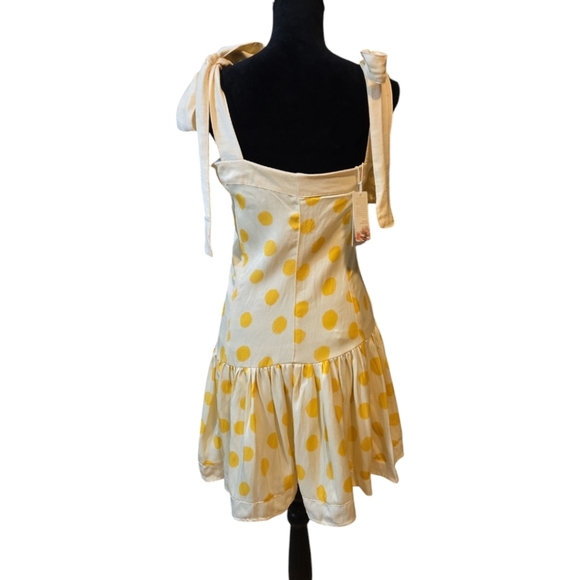 Agua Bendita Joaquina Silky Linen Cream / Yellow Polka Dot Mini Dress - Picture 5 of 12